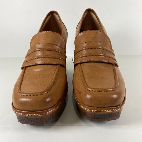 Korks Brown Faux Leather Heel Loafer Shoes Size 8.5 - Picture 3 of 10